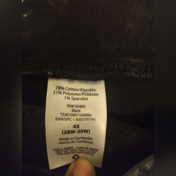 Terra & Sky Black Jeggings Black Acid Wash High Weight Skinny - Picture 9 of 16